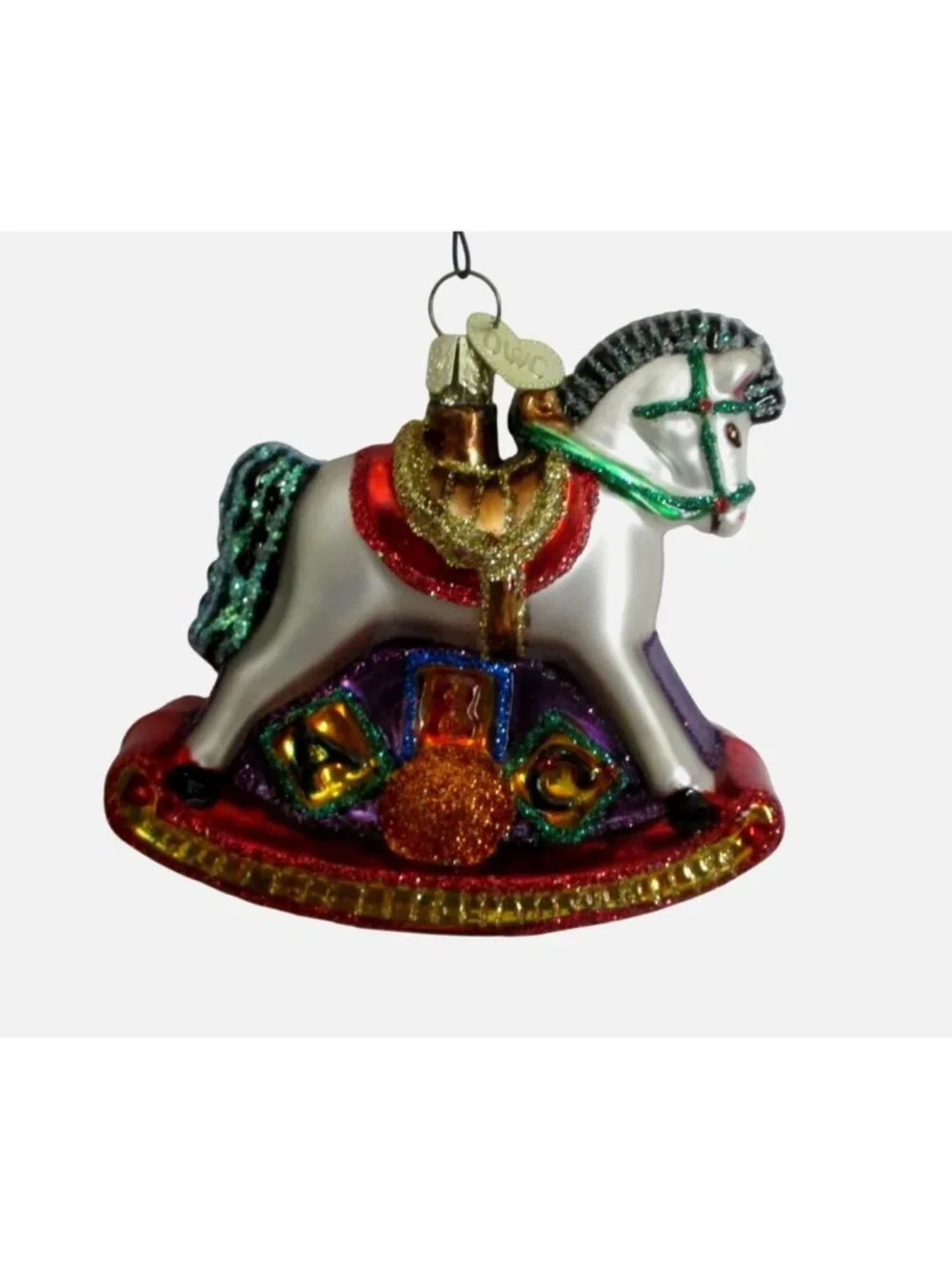 Rocking Horse Old World Christmas Glass Ornament Bauble Vintage OWC Bauble
